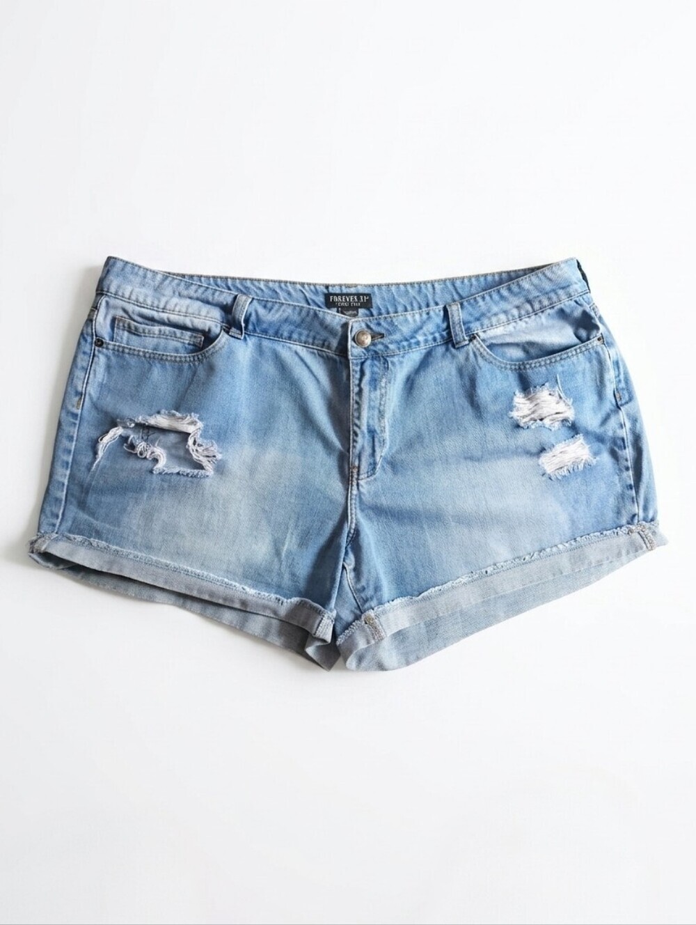Denim Distressed Mini Shorts Plus Size 20